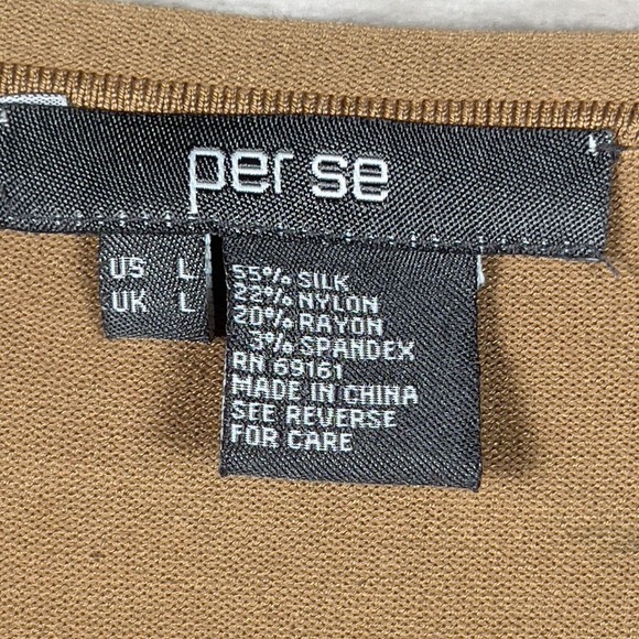 Carlisle Perse Per Se Top Women's Large Brown Sequin Beads Designer L/S Shirt L - Picture 4 of 4